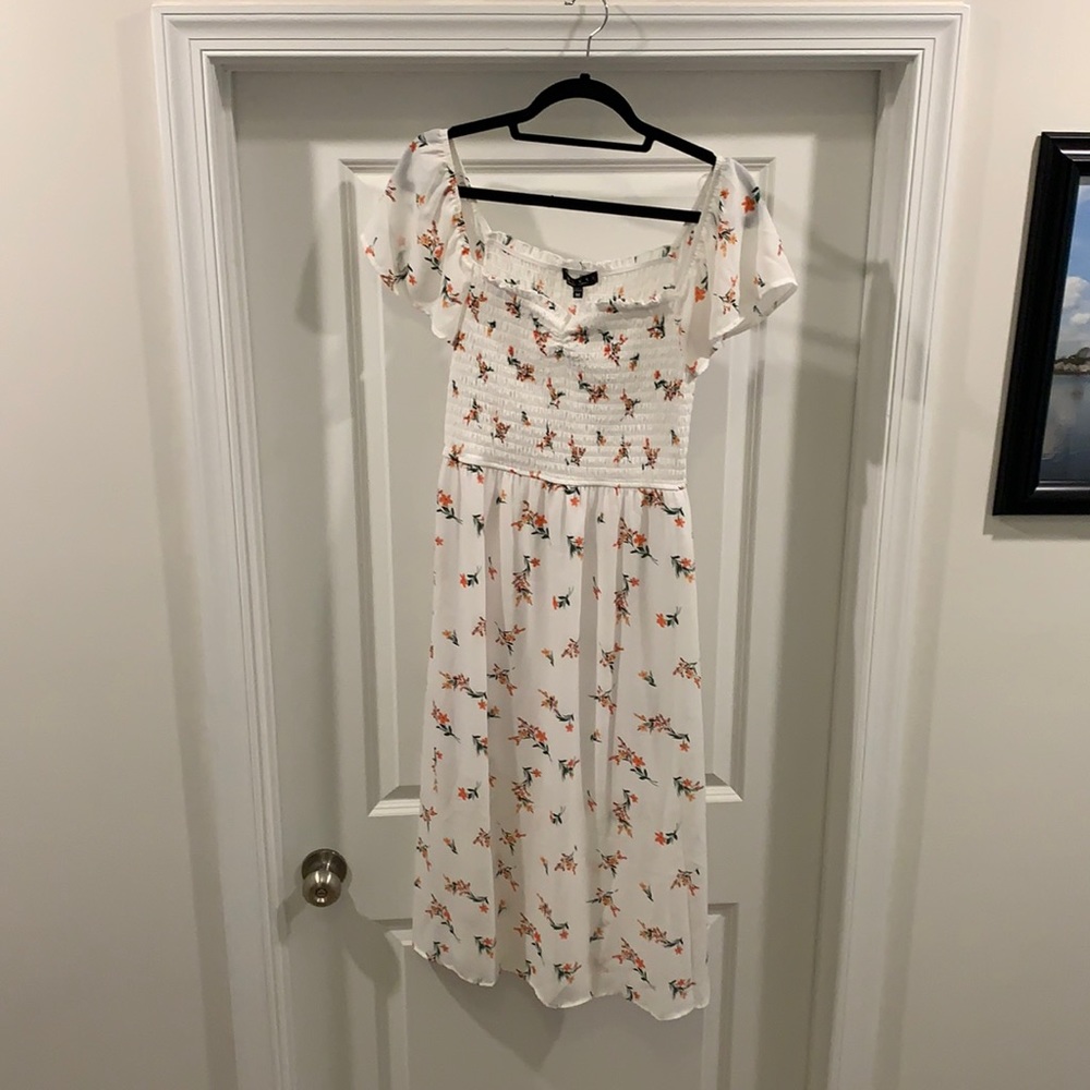 White Dress with Floral Detail